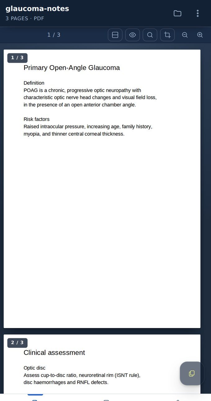 A PDF open in DocNotes with page navigation, search and zoom